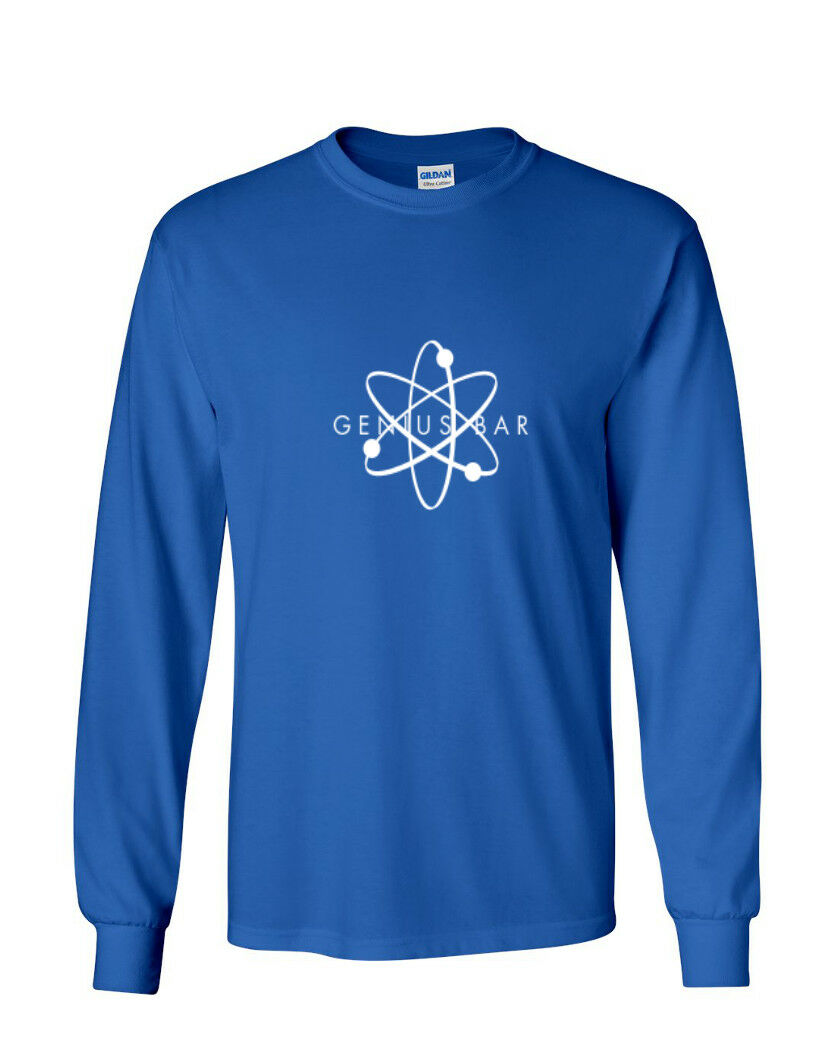 Apple Store Genius Bar Cool White Molecular Logo Royal Blue Long Sleeve T-Shirt