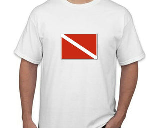 Dive Flag T-shirt Scuba Water Beach Ocean Island Diving Red White Tee Shirt