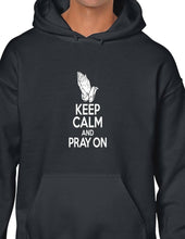 Load image into Gallery viewer, Keep Calm and Pray on Funny Religious Christian Black Hoodie Hooded Sweatshirt
