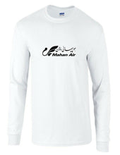 Load image into Gallery viewer, Mahan Air Black Logo Iranian Airline White Long Sleeve Cotton T-Shirt
