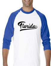 Load image into Gallery viewer, Florida 3/4 Sleeve Raglan T-Shirt Miami Baseball Sports Tail Style All Colors
