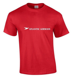 Atlantic Airways White Logo Faroese Airline Red Cotton T-shirt