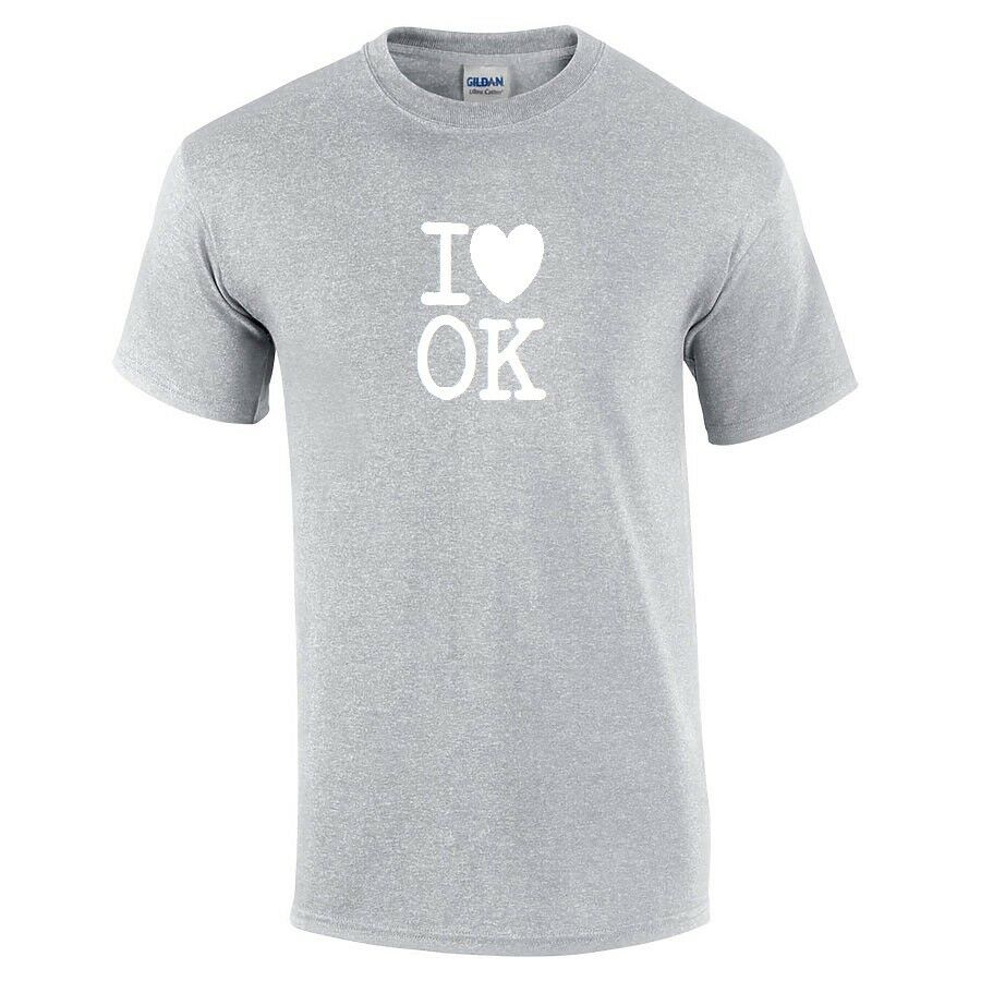 I Heart Love OK Shirt Oklahoma The Sooner State Gray White Gift T-shirt S-5XL