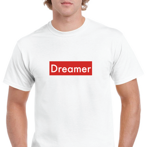 Dreamer Box Logo White Red Funny Joke Cotton Solid Black White T-Shirt S-5XL