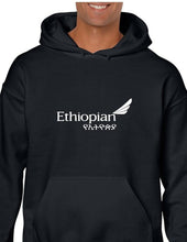 Load image into Gallery viewer, Ethiopian Airlines White African Logo Black Hoodie Hooded Sweatshirt
