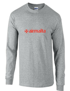 Air Malta Red Logo Maltese Airline Geek Sport Gray Long Sleeve T-shirt