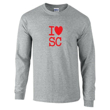 Load image into Gallery viewer, I Love SC Shirt Heart South Carolina Long Sleeve Sport Gray Red Gift T-shirt
