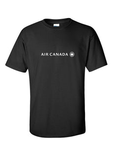 Air Canada White Retro Logo Canadian Airline Black Cotton T-Shirt