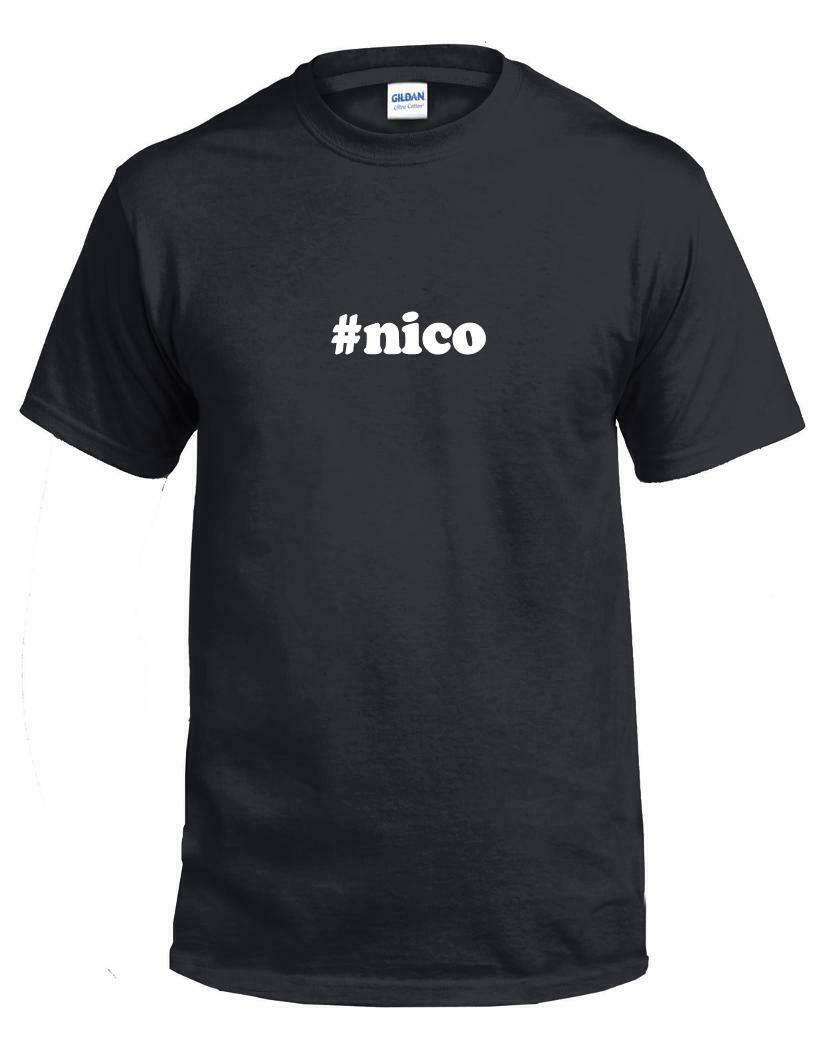 #nico T-shirt Hashtag Nico Funny Gift Black White Cotton Tee Shirt