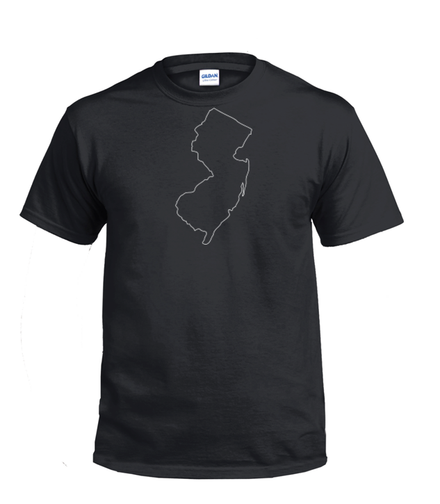 New Jersey Outline T-Shirt Black White Shirt Cotton NJ East Coast Gift S - 5XL