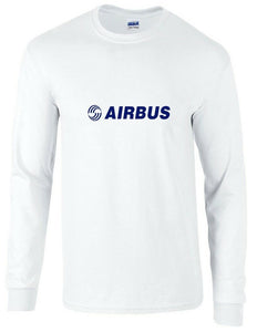 Airbus Blue Logo European Aviation Defense White Cotton Long Sleeve T-Shirt