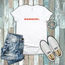 Load image into Gallery viewer, Namaste Motivational Inspirational Peaceful Gift Red White Cotton T-shirt
