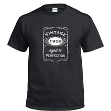 Load image into Gallery viewer, Vintage Aged To Perfection 1959 50s Birthday Gift Whiskey Gift Cotton T-shirt
