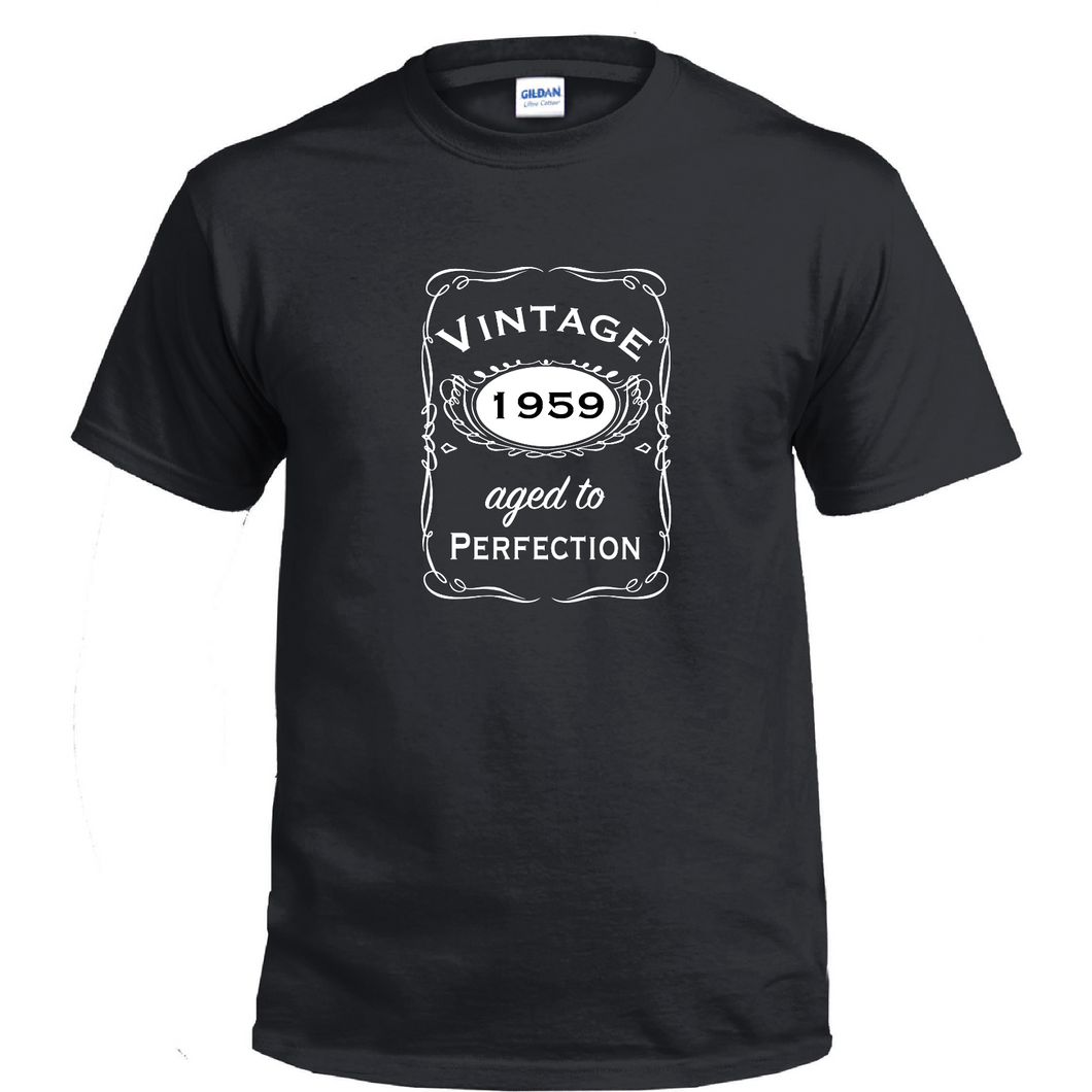 Vintage Aged To Perfection 1959 50s Birthday Gift Whiskey Gift Cotton T-shirt