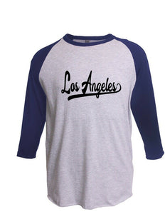 Los Angeles 3/4 Sleeve Raglan T-Shirt LA Baseball Sports Tail Style All Colors