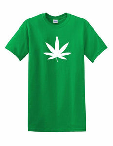 Marijuana Leaf Logo Cannabis Lover 420 Tee Shirt White Sativa Green T-shirt