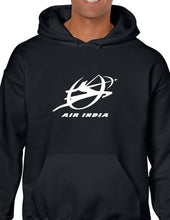 Load image into Gallery viewer, Air India White Logo Indian Airline Funny Geek Black Hoodie Hooded Sweatshirt
