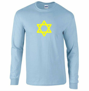 Star of David Blue Yellow White Cotton T-Shirt Magen David Hebrew T-Shirt