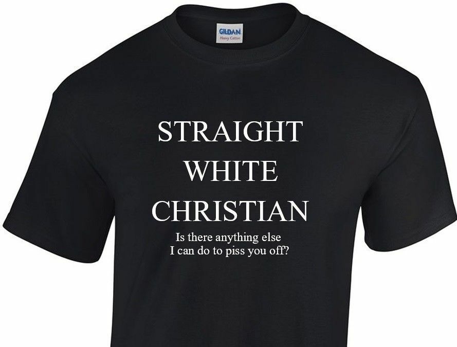 STRAIGHT WHITE CHRISTIAN Faith Trump Conservative Funny Mens Cotton T-Shirt