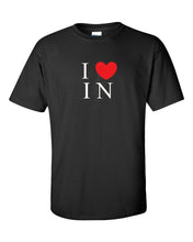Load image into Gallery viewer, I Heart Love IN Shirt Indiana Crossroads America State Black White Red T-shirt
