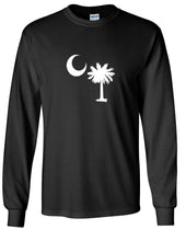 Load image into Gallery viewer, South Carolina State Flag Tree and Moon Symbol White Black Cotton T-shirt
