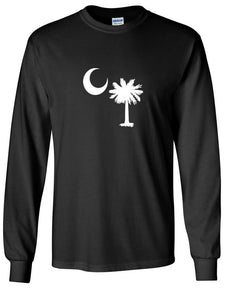 South Carolina State Flag Tree and Moon Symbol White Black Cotton T-shirt