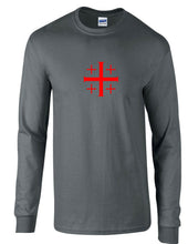 Load image into Gallery viewer, Red Jerusalem Cross T-Shirt Christian Knights Charcoal Gray Long Sleeve Shirt
