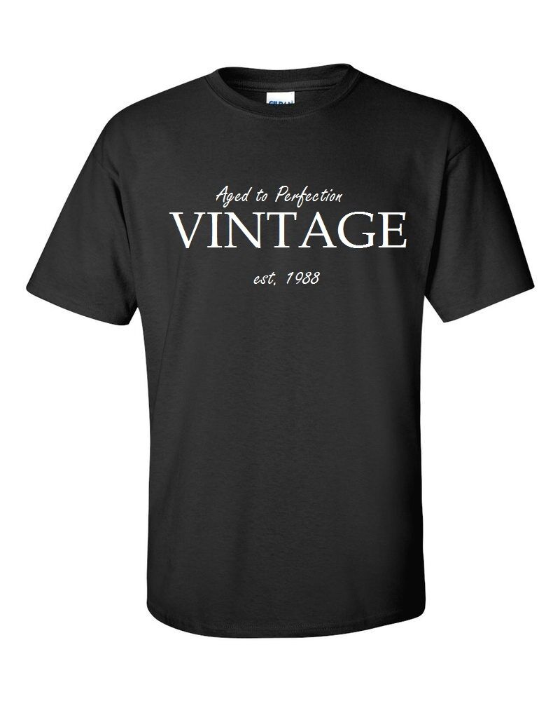 Aged Perfection Vintage EST 1988 Cotton T-shirt Funny Birthday Gift Shirt S -5XL