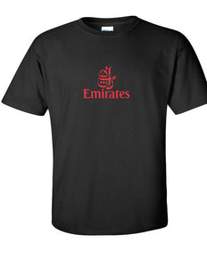 Emirates Red Vintage Logo Shirt Emirati Airline Aviation Black Cotton T-Shirt