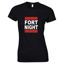 Load image into Gallery viewer, Fort Night Gamer Run Dmc Parody Funny Women Black Red White Cotton T-shirt
