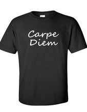 Load image into Gallery viewer, Carpe Diem T-Shirt Latin Seize The Day Live Life White Black Cotton Tee Shirt
