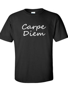 Carpe Diem T-Shirt Latin Seize The Day Live Life White Black Cotton Tee Shirt