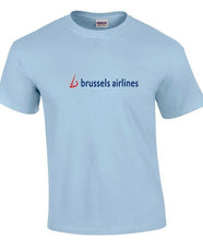 Load image into Gallery viewer, Brussels Airlines Red Blue Logo Belgium Aviation Geek Light Blue Cotton T-Shirt
