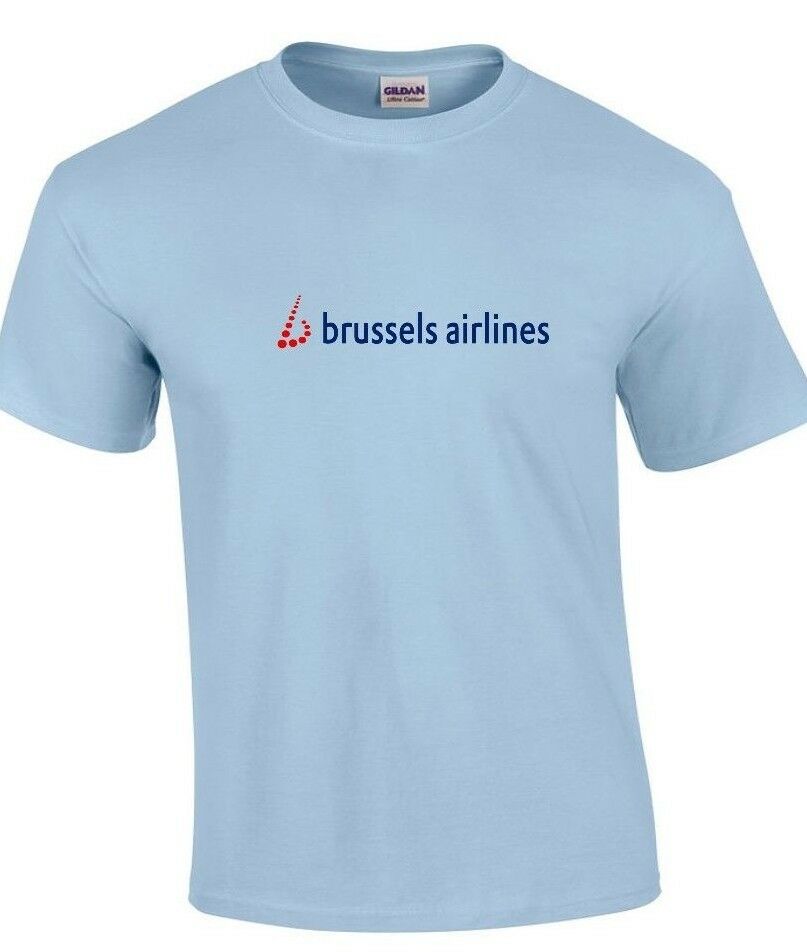 Brussels Airlines Red Blue Logo Belgium Aviation Geek Light Blue Cotton T-Shirt