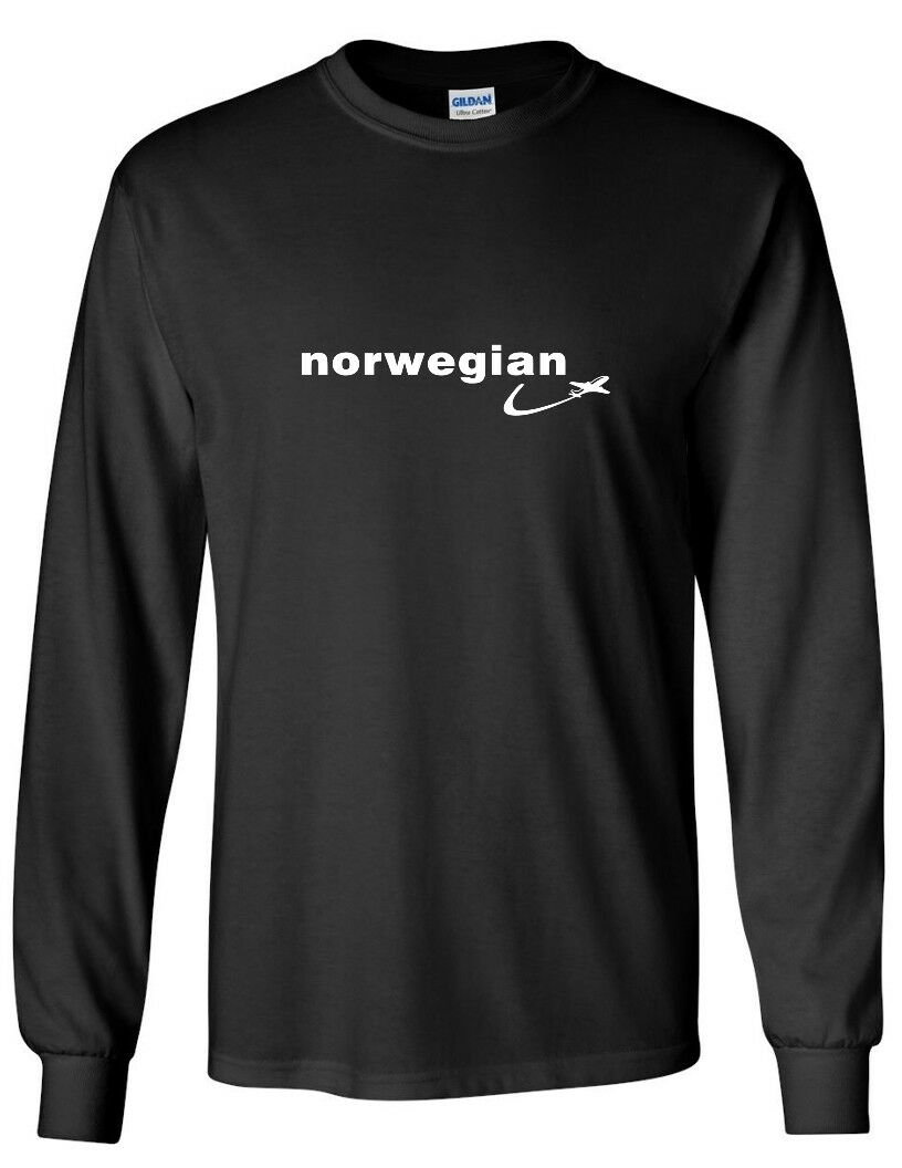 Norwegian Air Shuttle White Logo European Aviation Black Long Sleeve T-shirt