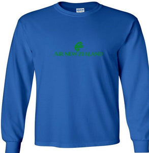 Air New Zealand T-shirt  Airline Aviation Retro Green Blue Long Sleeve Shirt