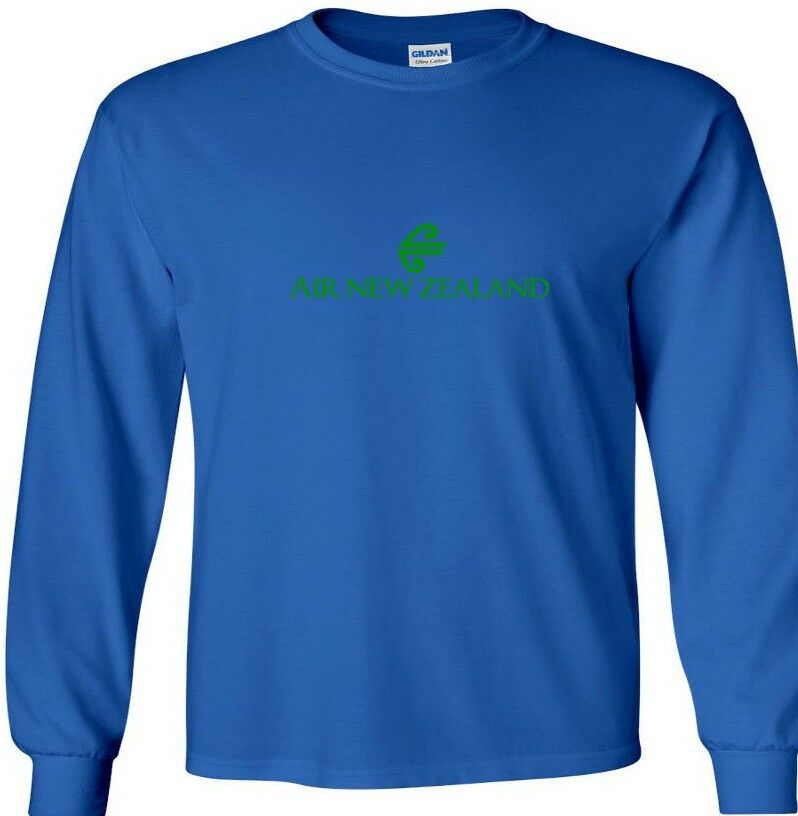 Air New Zealand T-shirt  Airline Aviation Retro Green Blue Long Sleeve Shirt