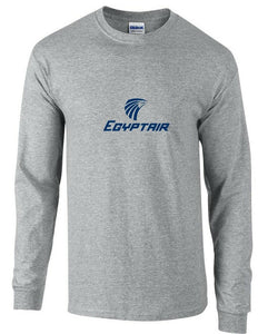 Egypt Air Blue Logo Egyptian Airline Geek Sport Gray Cotton T-Shirt