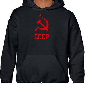 Black CCCP SOVIET RUSSIA Hoodie 80s KGB POLITICAL Hooded Sweatshirt S-5XL