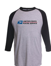 Load image into Gallery viewer, USPS POSTAL 3/4 SLEEVE RAGLAN T-SHIRT All COLORS Mail Carrier LOGO ON CHEST
