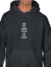 Load image into Gallery viewer, Keep Calm and Eat Sushi Funny Japaneses Food Black Hoodie Hooded Sweatshirt
