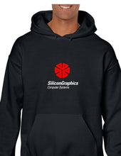 Load image into Gallery viewer, SGI Silicon Graphics Computer Systems Red Logo Black Hoodie hooded Sweatshirt
