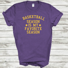 Load image into Gallery viewer, Basketball Season Is My Favorite Season Purple Yellow Mens Cotton T-Shirt
