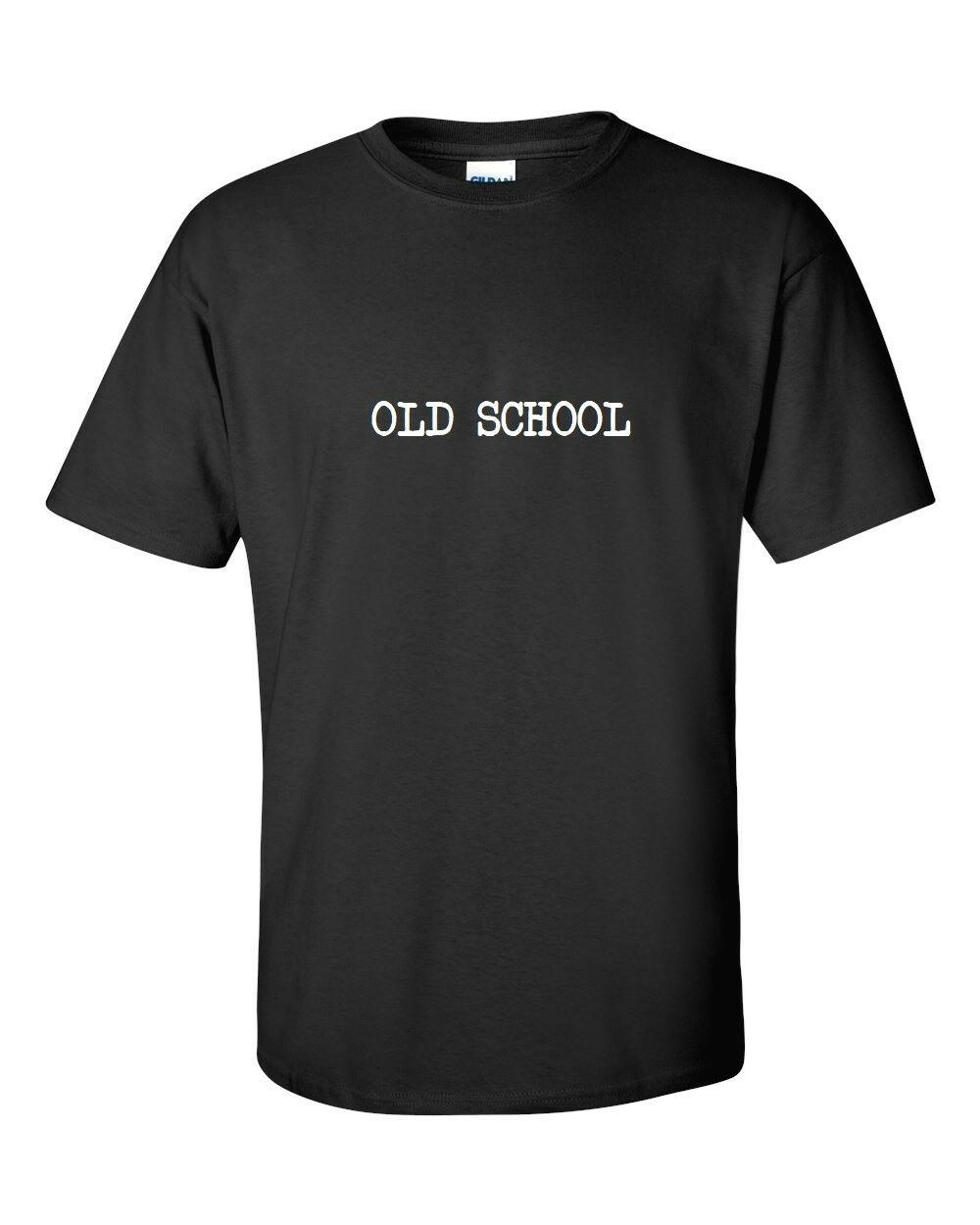 Old School T-Shirt Throw Back Vintage Black White Typewriter Font cotton Shirt