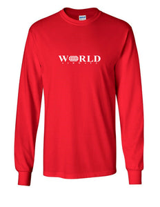 World Airways Vintage US Airline White Logo Red Long Sleeve T-Shirt