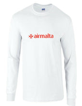 Load image into Gallery viewer, Air Malta Red Logo Maltese Airline Geek White Long Sleeve T-shirt
