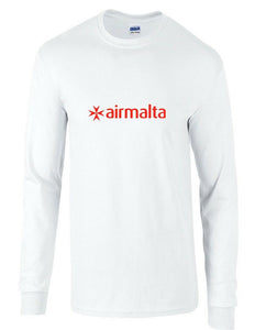 Air Malta Red Logo Maltese Airline Geek White Long Sleeve T-shirt
