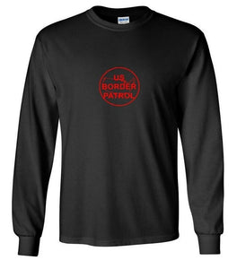 Red US Border Patrol Logo T-Shirt Trump Immigration Black Long Sleeve Shirt