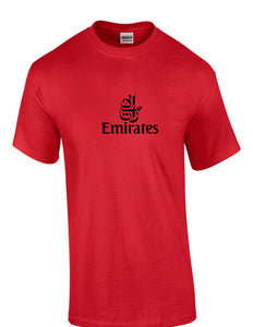 Emirates Black Vintage Logo Shirt Emirati Airline Aviation Red Cotton T-Shirt