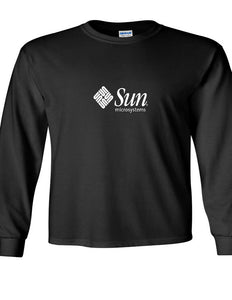 Sun Microsystems White Logo T-shirt Computer  Geek Black Long Sleeve Shirt